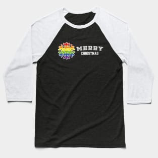 Merry Queer Christmas - Pride Rainbow College Snowflake Baseball T-Shirt